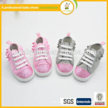 Los mejores zapatos de bebé rosados ​​del niño del brillo de la calidad